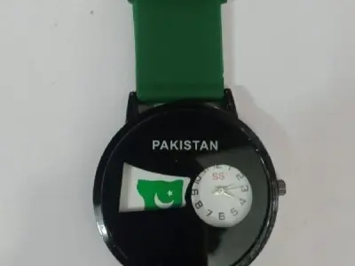 Pakistan Flag Rubber Strap Watch - Green