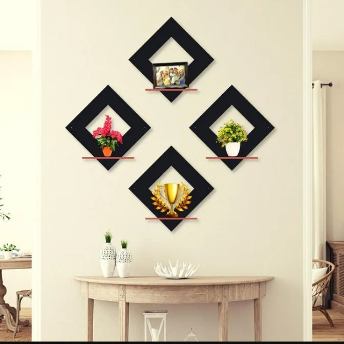 Set of 4 Decorative Wooden Wall Art Shelves for living room 🎊