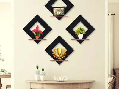 Set of 4 Decorative Wooden Wall Art Shelves for living room 🎊