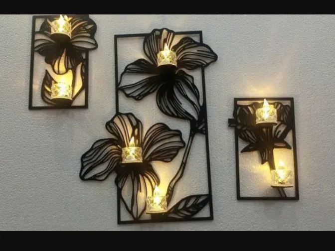 Black Flower Wall Decor Set for Home Modern Elegance🎊