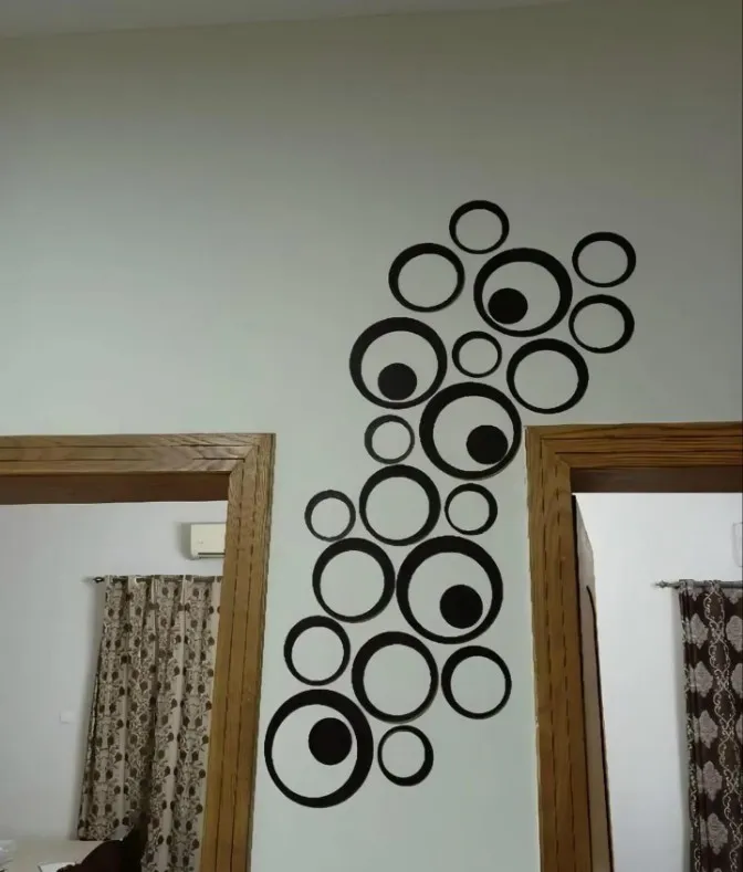 Black Abstract Circle Wall Art Set 24 Pcs Modern Decor