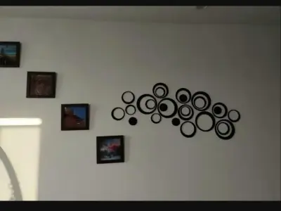 Black Abstract Circle Wall Art Set 24 Pcs Modern Decor - photo 3