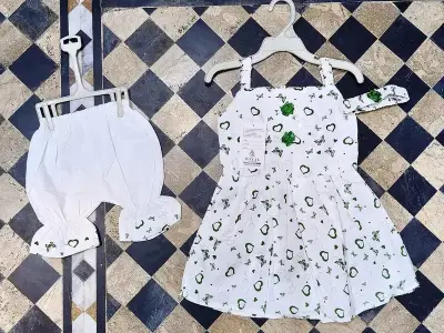 14 Augest 2 Pce Girl's Fancy Frock And Trouser set - photo 3