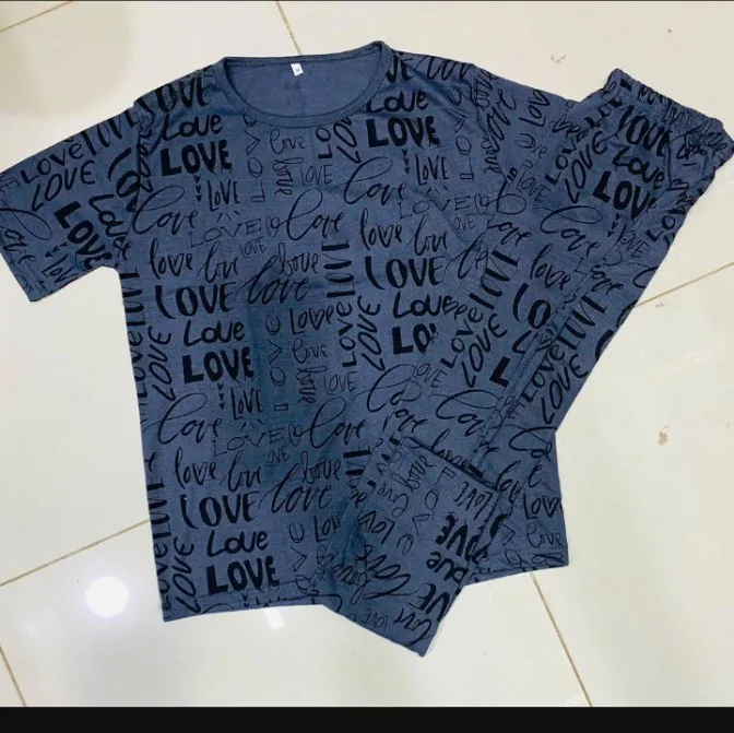 Stylish Printed Cotton Jersey Night Suit - 2 Pcs Set