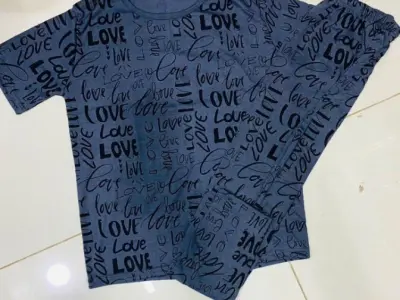 Stylish Printed Cotton Jersey Night Suit - 2 Pcs Set - photo 1