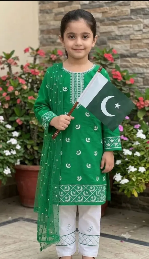 3 Pcs Girl's Cotton Embroidered Unstitched Suit