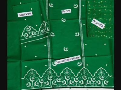 3 Pcs Girl's Cotton Embroidered Unstitched Suit - photo 5
