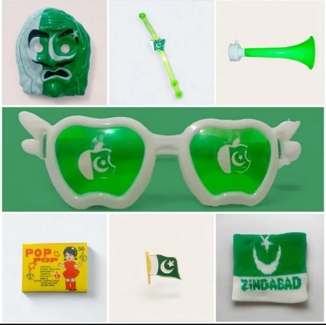 14th August Azaadi Kids Bundle 7Pcs ABS Green Pakistan Flag