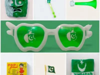 14th August Azaadi Kids Bundle 7Pcs ABS Green Pakistan Flag - photo 1
