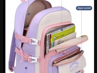 Purple Pink Multicolor Casual Backpack for College Girls - photo 1