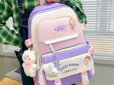 Purple Pink Multicolor Casual Backpack for College Girls - photo 2