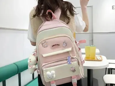Purple Pink Multicolor Casual Backpack for College Girls - photo 3