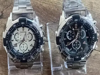 Men's Luxury Quartz Analog Watch Silver Black Dial - photo 1