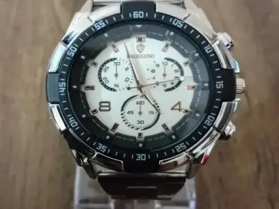 Men's Luxury Quartz Analog Watch Silver Black Dial - photo 4