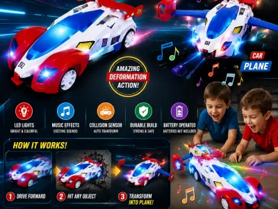 📢 Transforming Space Battle Car | Light & Music Deformation Toy 🚗✈️