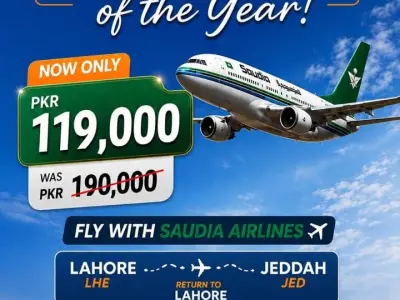 Saudi Airlines Lahore to Jeddah Return Ticket - Only PKR 119,000
