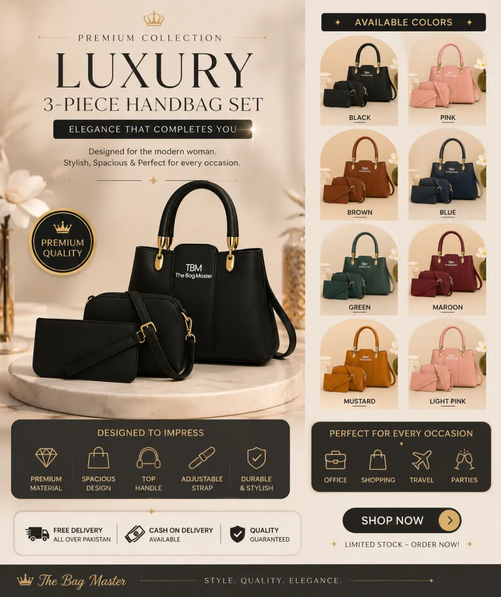Premium 3 piece women's handbag set