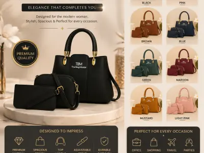 Premium 3 piece women's handbag set - photo 1