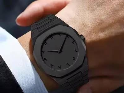 Black carbon fiber men's decent watch - photo 2