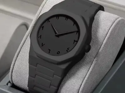 Black carbon fiber men's decent watch - photo 4