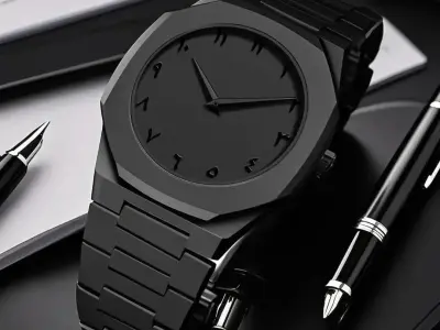 Black carbon fiber men's decent watch - photo 5
