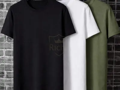 Premium Pack of 3 Crew Neck T-Shirts – White, Green & Black - photo 2