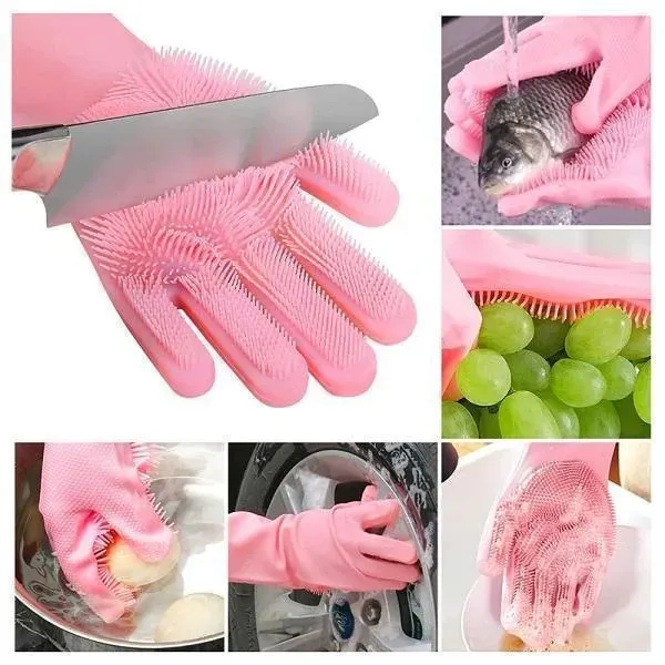 Silicon kitchen gloves for cleaning and safety