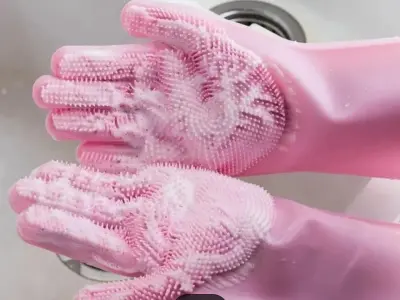 Silicon kitchen gloves for cleaning and safety - photo 2