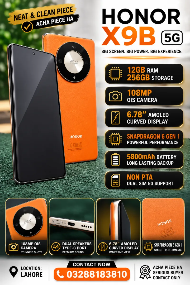 Honor X9b 5G 12GB/256GB – Excellent Condition – Powerful Battery