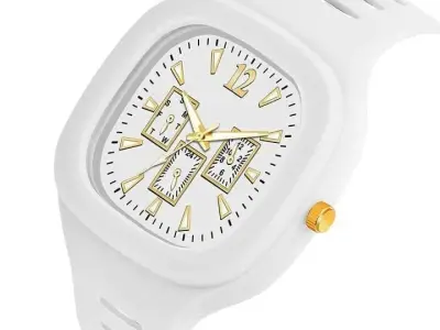 White square analog watch with gold accent - photo 1