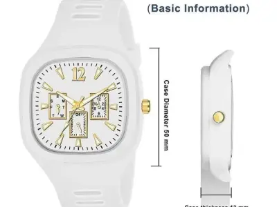 White square analog watch with gold accent - photo 2