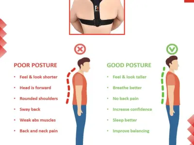 Black nylon posture corrector belt for back support - photo 3