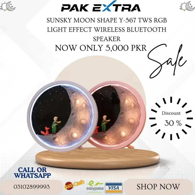 SUNSKY Moon Shape Y-567 TWS RGB Light Effect Wireless Bluetooth Speak