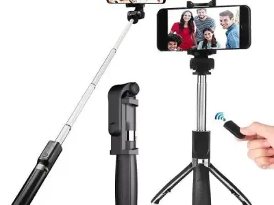 Foldable Selfie Stick with LED Light & Bluetooth Remote | Tripod Stand for Mobile - photo 1