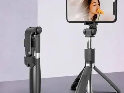 Foldable Selfie Stick with LED Light & Bluetooth Remote | Tripod Stand for Mobile - photo 2
