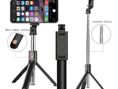 Foldable Selfie Stick with LED Light & Bluetooth Remote | Tripod Stand for Mobile - photo 3