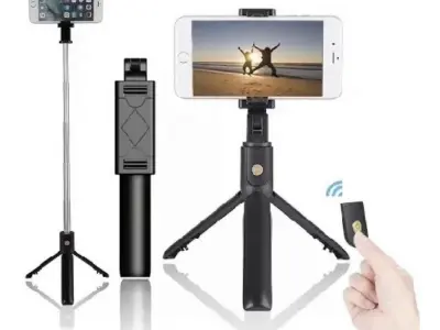 Foldable Selfie Stick with LED Light & Bluetooth Remote | Tripod Stand for Mobile - photo 5