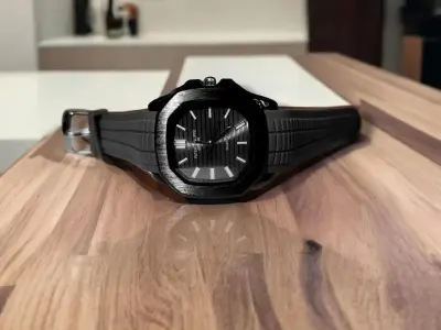 Men's Water Resistant Quartz Watch with Textured Rubber Strap - photo 1