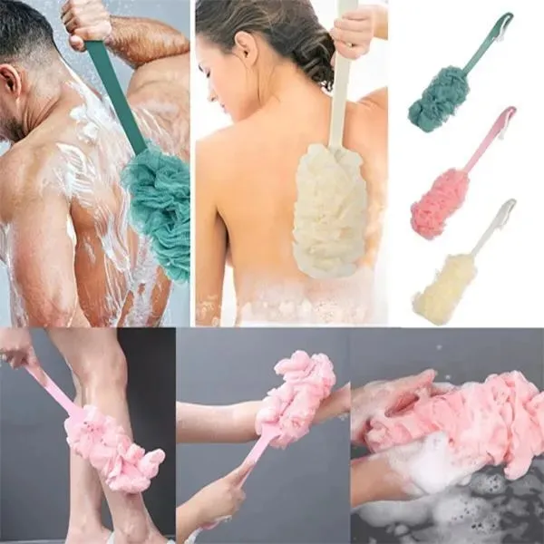 8" curved bath sponge brush for back and skin exfoliation