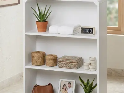 White Wooden Multipurpose Storage Rack | Bookshelf, Toy & Decoration Rack - photo 3