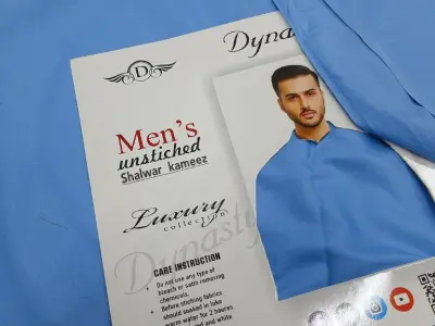 🔥 Premium Blue Wash & Wear Suit for Men | Elegant & Stylish Unstitched Suit - photo 1
