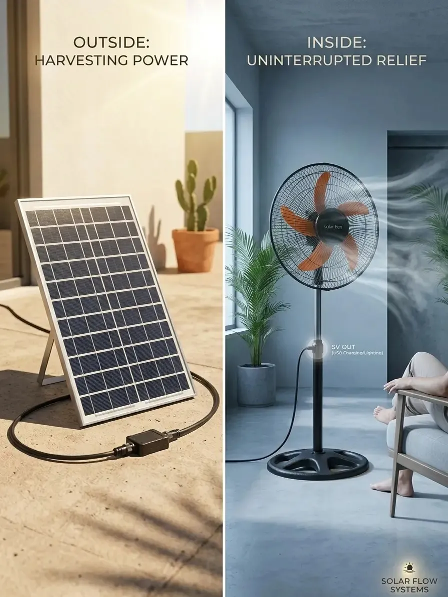 Solar Standing Fan with Solar Panel Kit
