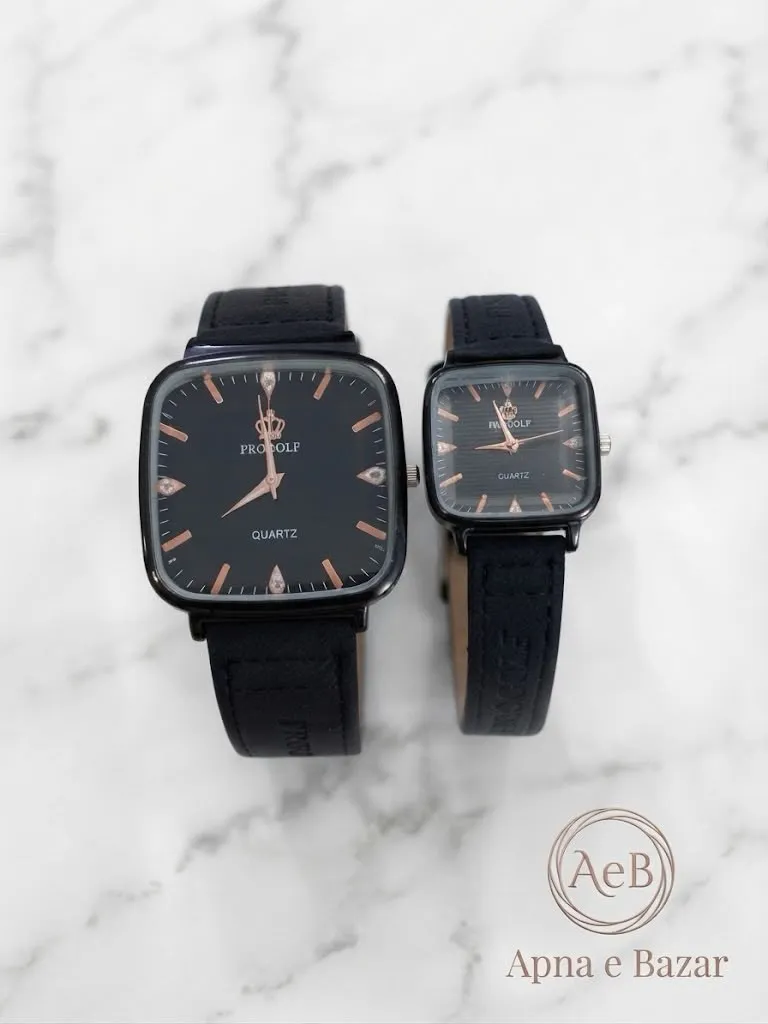 Elegant Couple Watches Set - Matching Pair for Men & Women