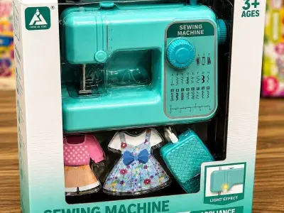 Kids Pretend Play Sewing Machine Toy with Light & Accessories
