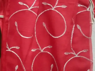 Heavy Embroidered Red Kameez Style with Flapor & Net Dupatta - 3 Piece - photo 3