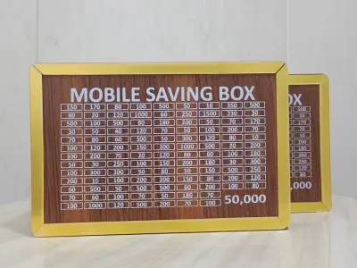 50,000 PKR Savings Money Box – Golden Wooden MDF Cash Saving Challenge Box with - photo 3