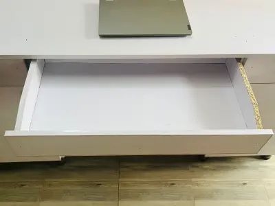 Modern White Study Table with Golden Handles – 68 Inches - photo 3