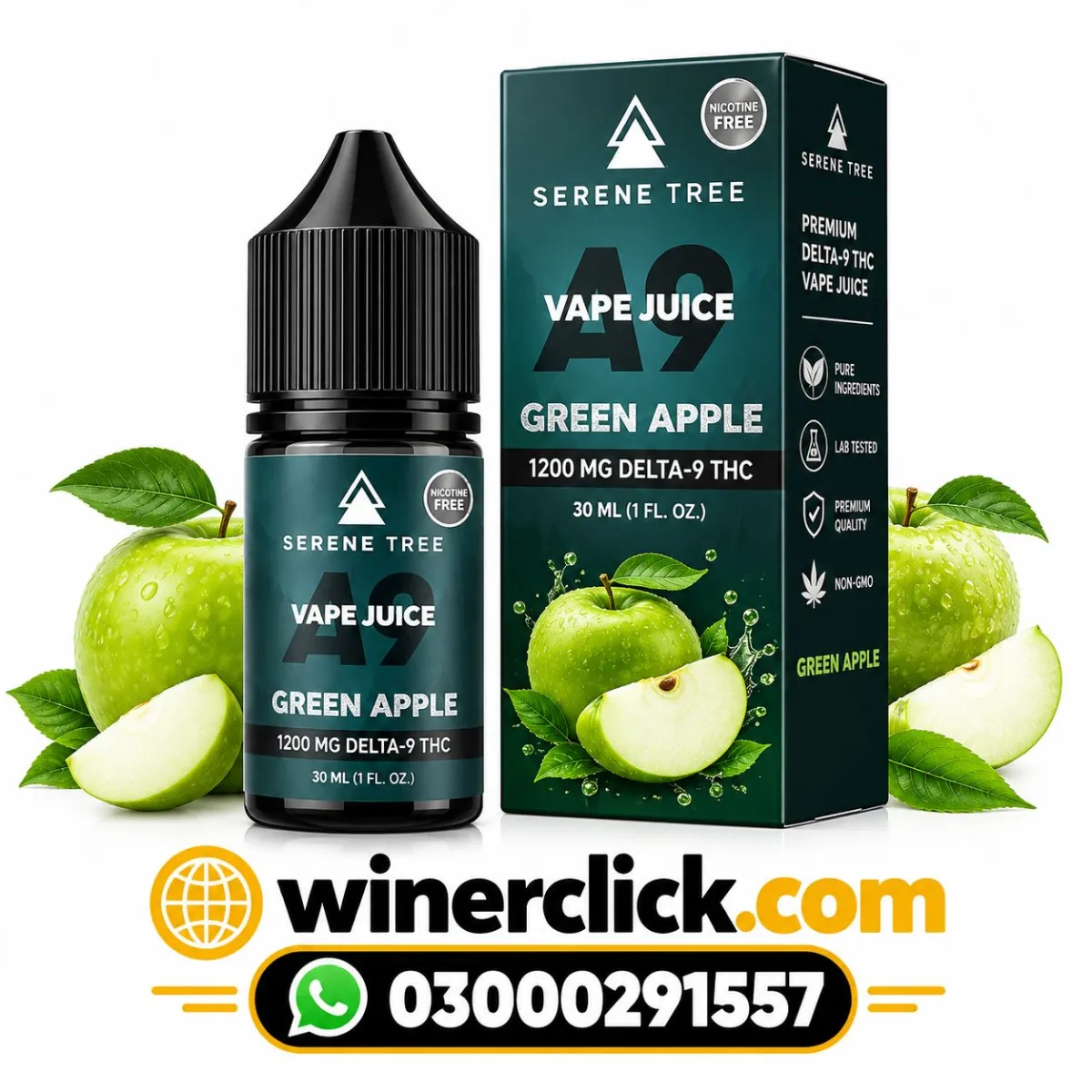 Serene Tree Delta-9 THC Green Apple Vape Juice 1200mg In Lahore - 03000291557