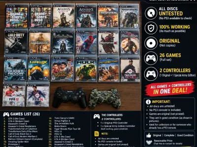 🔥 PS3 MEGA GAME COLLECTION – 26 ORIGINAL GAMES + 2 CONTROLLERS 🎮 | GTA, COD, B - photo 1