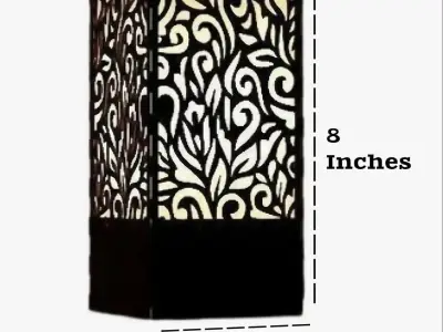 Wooden Side Table Lamp with Laser Cut Floral Design - photo 2